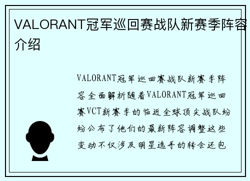 VALORANT冠军巡回赛战队新赛季阵容介绍